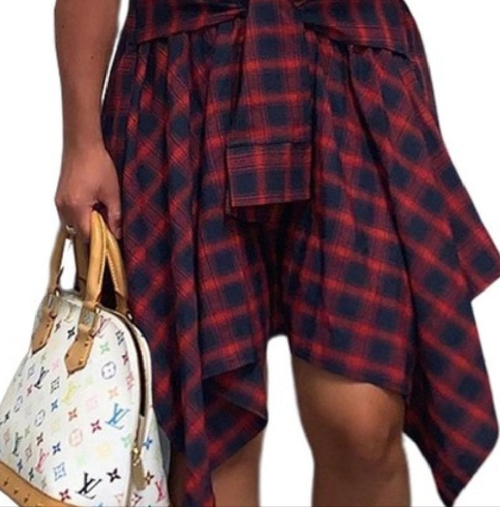 Plaid Red and Blue Women's Skirt